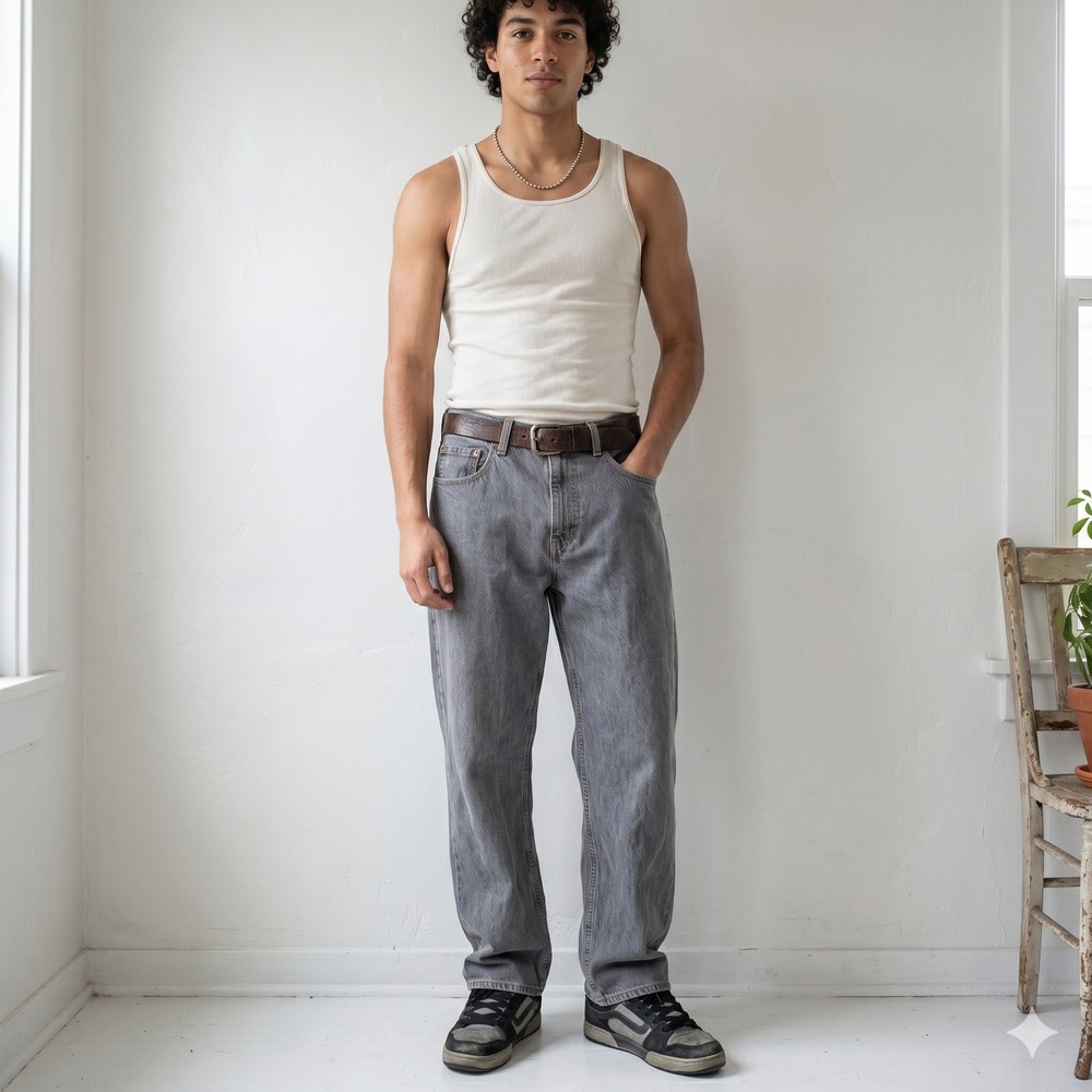 Levi's Super Baggy Jeans Mens 32x30 Grey Relaxed Wide Leg Streetwear Skater